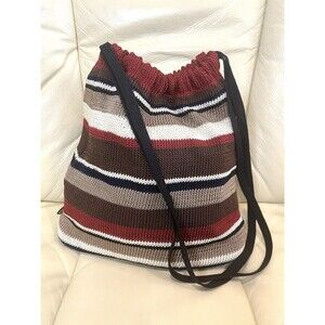 The Sak Elliott Lucca Crochet Leather Hobo Tote Shoulder Bag Striped